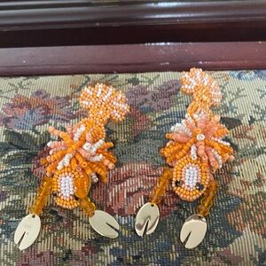 Handcrafted Orange Beaded Earrings